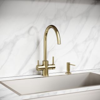 Смеситель для кухни Sancos Тапер (Taper) SC4012BG с краном для фильтра брашированное золото