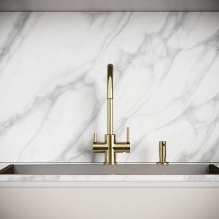 Смеситель для кухни Sancos Тапер (Taper) SC4012BG с краном для фильтра брашированное золото