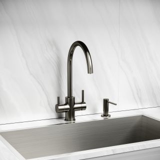 Смеситель для кухни Sancos Тапер (Taper) SC4012GG с краном для фильтра воронёная сталь