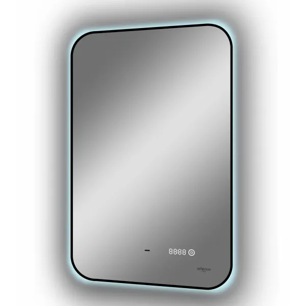 Зеркало Reflexion Black View RF4001BV бесконтактным сенсором диммером часами черной окантовкой 50х70