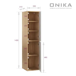 Пенал подвесной Onika Дайлер 403568 35см белый/дуб сонома