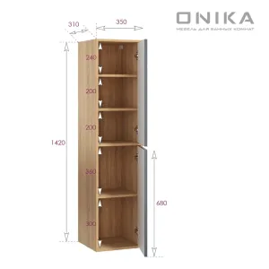 Пенал подвесной Onika Дайлер 403569 35см графит/дуб сонома