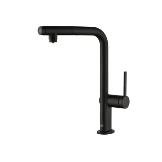 Смеситель для кухни AQUAme Cucina AQM9903MB с выдвижным изливом чёрный матовый