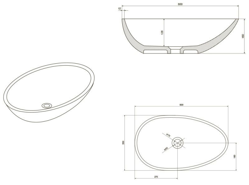 Накладная раковина NT Bagno Napoli NT404 60см белый матовый