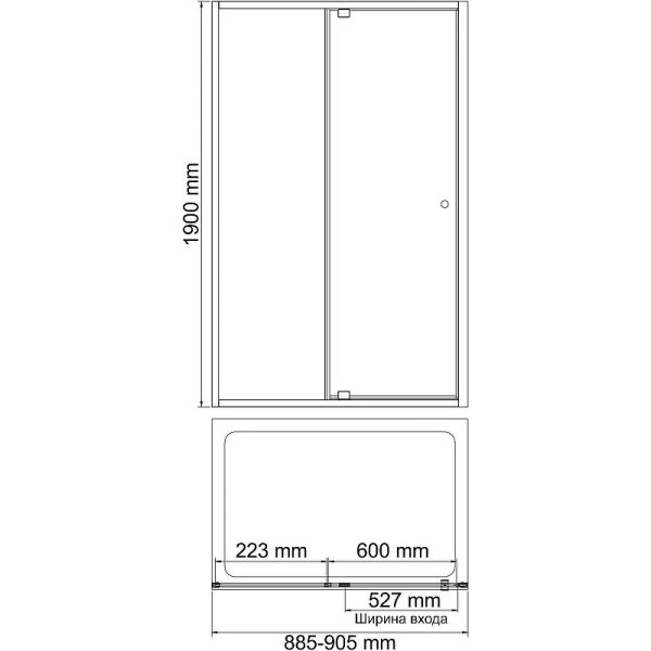 Душевая дверь WasserKRAFT Aula 90 11P04 профиль Хром стекло прозрачное Душевая дверь WasserKRAFT Aula 90 11P04 профиль Хром стекло прозрачное