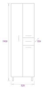 Пенал напольный Onika Модерн 405206 с бельевой корзиной левый 52см белый