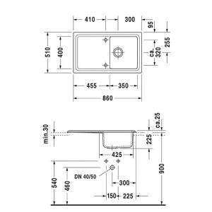 Мойка кухонная Duravit Cassia 7513860000 белая 86 см