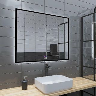 Зеркало Grossman Pragma-норма Black 90 1890802 с подсветкой цвет Черный с сенсорным выключателем и подогревом