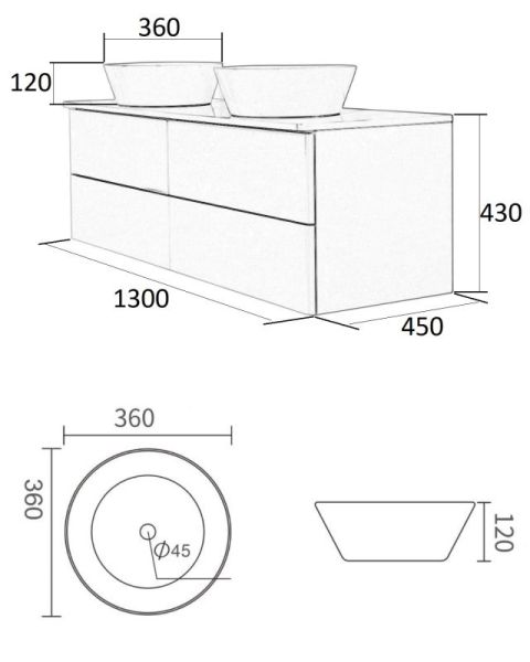 Orange Otto Ot-130TuMDF+B08-360W тумба с раковиной
