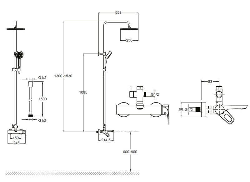 Душевая стойка Jacob Delafon Aleo 2.0 E26809-CP Душевая стойка Jacob Delafon Aleo 2.0 E26809-CP
