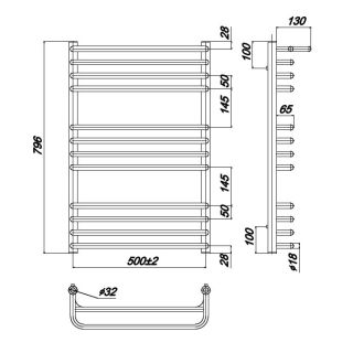 Ravak Полотенцесушитель Водяной Optima 500 x 800_W