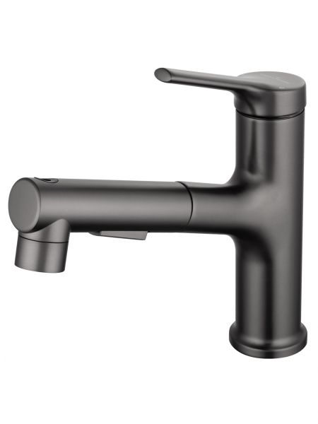 Смеситель для раковины Wonzon & Woghand WW-A40862-BGG с выдвижным изливом тёмный графит