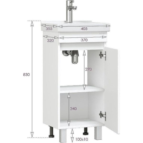Тумба под раковину напольная Onika Милтон Квадро 104009 40 см белый