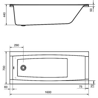 Акриловая ванна Santek Санторини 1WH302494 160х70 без гидромассажа