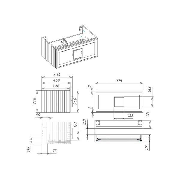 Тумба под раковину La Fenice Cubo FNC-01-CUB-G-80C 80 см