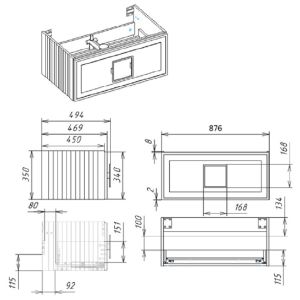 Тумба под раковину La Fenice Cubo Grigio FNC-02-CUB-G-90-GB 90 см
