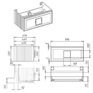 Тумба под раковину La Fenice Cubo Bianca FNC-02-CUB-G-100-GB 100 см