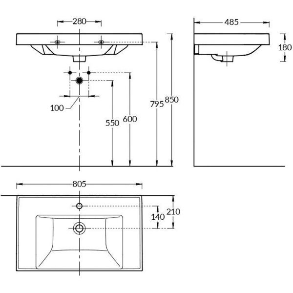 Тумба под раковину La Fenice Cubo Grigio Twin FNC-01-CUB-G-80C-2 80 см