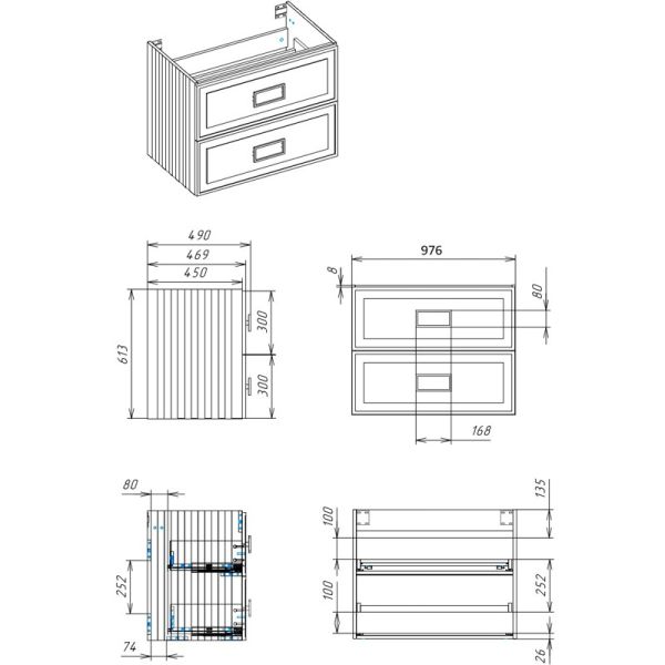Тумба под раковину La Fenice Cubo Grigio Twin FNC-01-CUB-G-100C-2 100 см
