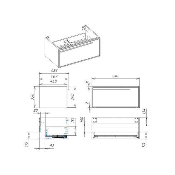 Тумба под раковину La Fenice Elba Bianco FNC-01-ELB-B-90R 90 см