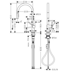 Смеситель Hansgrohe 72800000 HG M54 Talis 210 для кухни