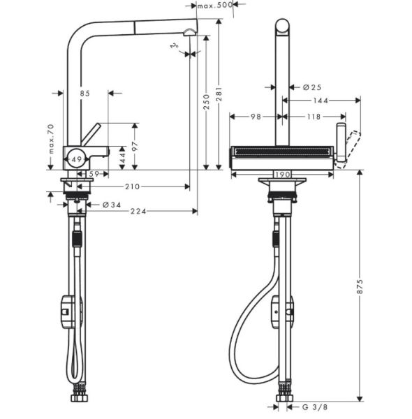Смеситель Hansgrohe Hansgrohe M81 Aquno Select 250 73836000 для кухни