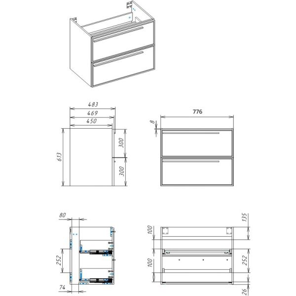 Тумба под раковину La Fenice Elba Bianco Twin FNC-01-ELB-B-80C-2 80 см