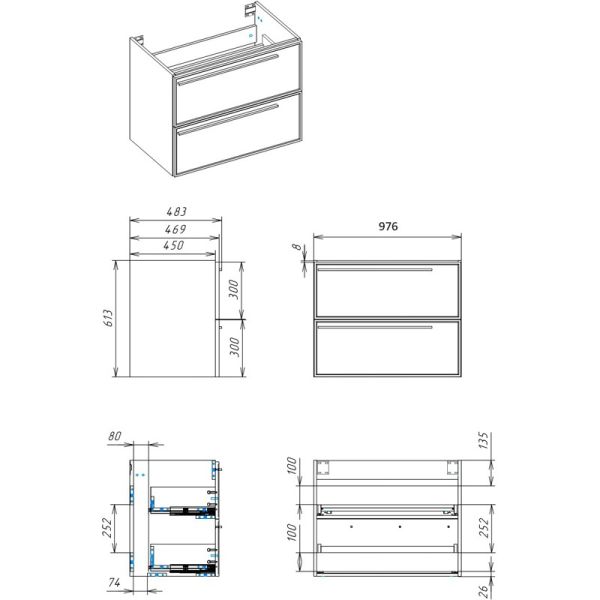 Тумба под раковину La Fenice Elba Bianco Twin FNC-01-ELB-B-100C-2 100 см