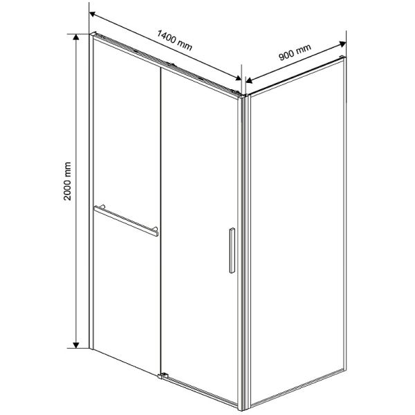 Душевой уголок Vincea Slim Soft 140x90 VSR-1SS9014CLB профиль Черный стекло прозрачное