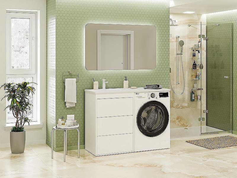 Напольная тумба под раковину Brevita Grafit УТ000015087 120 см Белая матовая