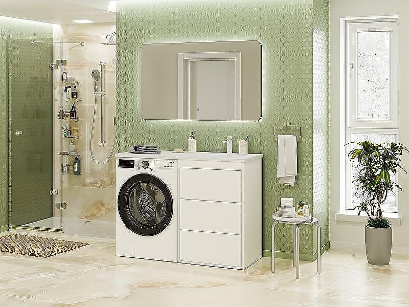 Напольная тумба под раковину Brevita Grafit УТ000015088 120 см Белая матовая