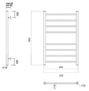 Полотенцесушитель водяной Domoterm Медея П8 400x800 хром