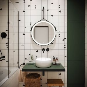 Зеркало с подсветкой Sancos Dames DA650 65см на кожаном ремне чёрный