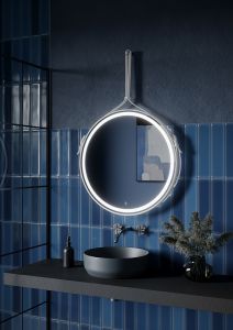 Зеркало с подсветкой Sancos Dames DA650W 65см на кожаном ремне белый