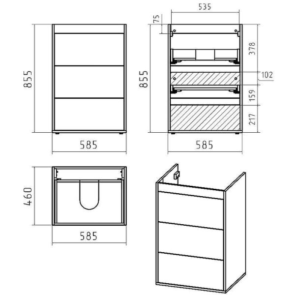 Напольная тумба под раковину Brevita Grafit 120 R УТ000015421 Белая матовая