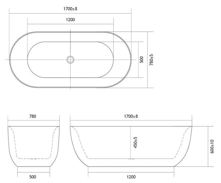 Акриловая ванна Aquatek Афина 170x78см белый AQ-44778