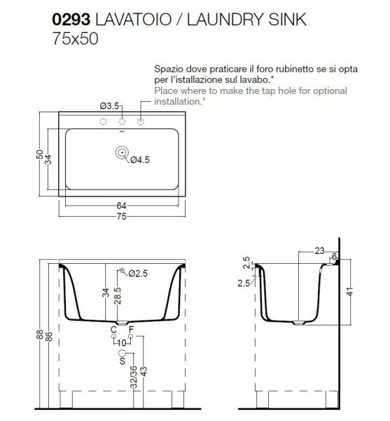 Раковина хозяйственная Kerasan Aquadom 029301*0 75см белый Раковина хозяйственная Kerasan Aquadom 029301*0 75см белый