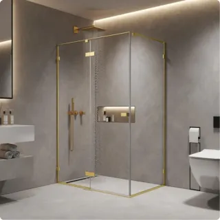 Боковая панель AQUAme AQM7409-3-8 80 см профиль золото брашированное стекло прозрачное