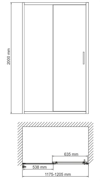 Душевая дверь Wasserkraft Main 41S05 120x200 мм