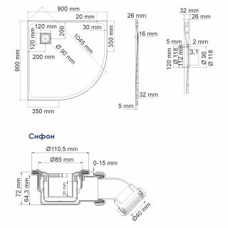 Душевой поддон Wasserkraft Main 41T01 90x90 Душевой поддон Wasserkraft Main 41T01 90x90