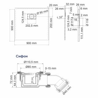 Душевой поддон Wasserkraft Main 41T03 90x90 Душевой поддон Wasserkraft Main 41T03 90x90