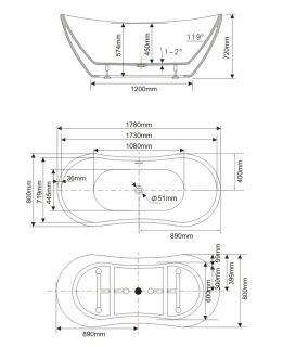 Акриловая ванна Swedbe Vita 8803 178x80см белый Акриловая ванна Swedbe Vita 8803 178x80см белый