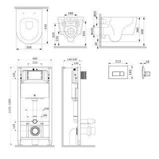 Инсталляция Am.Pm IS48031.8F1901 с подвесным унитазом Aquaspin и клавишей смыва никель