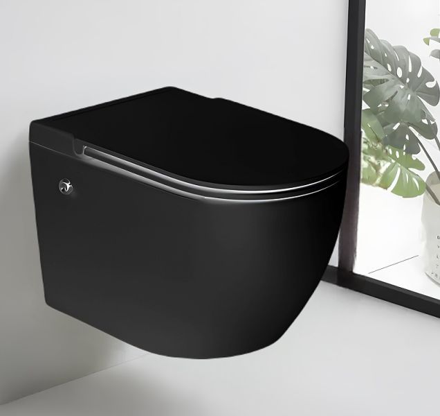Унитаз Ceruttispa Sella Aria Pulse MB CT10194 подвесной с импульсным смывом Черный матовый с сиденьем Микролифт