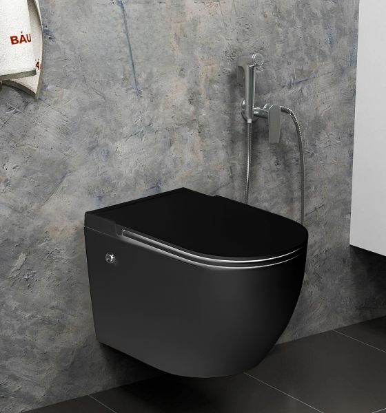 Унитаз Ceruttispa Sella Aria Pulse MB CT10194 подвесной с импульсным смывом Черный матовый с сиденьем Микролифт