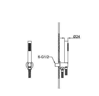 Душевая лейка Boheme  UNO+штуцер+шланг GOLD золото