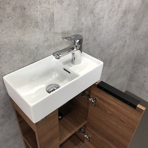 Comforty Тумба-умывальник "Сорренто-90Н" 00-00013520 светло-серый с черной столешницей c раковиной Comforty 9110