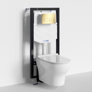Система инсталляции с унитазом WasserKRAFT Vils 56TLT.010.ME.PG03.H001 кнопка смыва золото