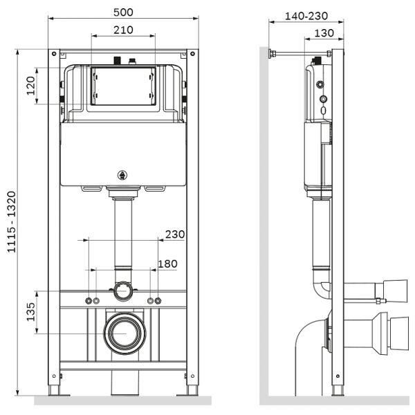 Комплект унитаза с инсталляцией AM.PM Spirit V2.0 FlashClean IS49038.701700MB с сиденьем Микролифт и Черной матовой клавишей смыва
