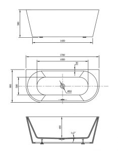 Акриловая ванна Vincea VBT-421-1700MW 170 x 80 см
